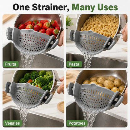 Scolapasta Universale in Silicone con Clip – Scola Pasta e Verdure Direttamente dalla Pentola