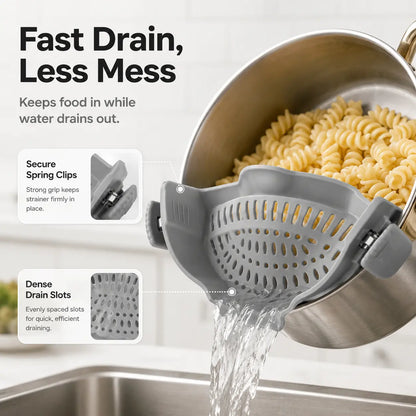Scolapasta Universale in Silicone con Clip – Scola Pasta e Verdure Direttamente dalla Pentola