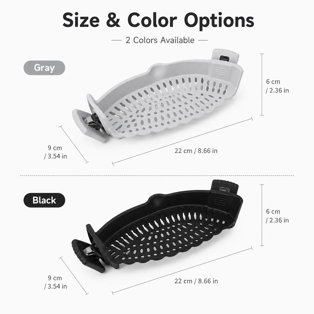 Scolapasta Universale in Silicone con Clip – Scola Pasta e Verdure Direttamente dalla Pentola