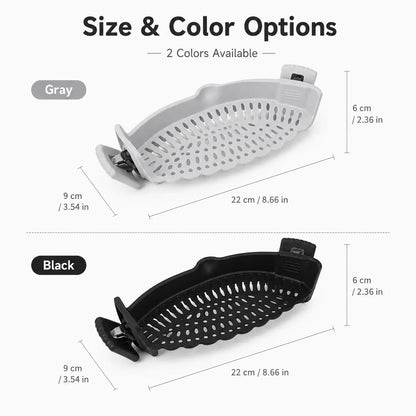 Scolapasta Universale in Silicone con Clip – Scola Pasta e Verdure Direttamente dalla Pentola